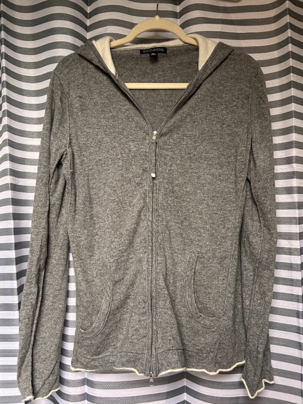 Banana Republic XL Gray Wool Cashmere Blend Zip Front Hoodie Sweater
